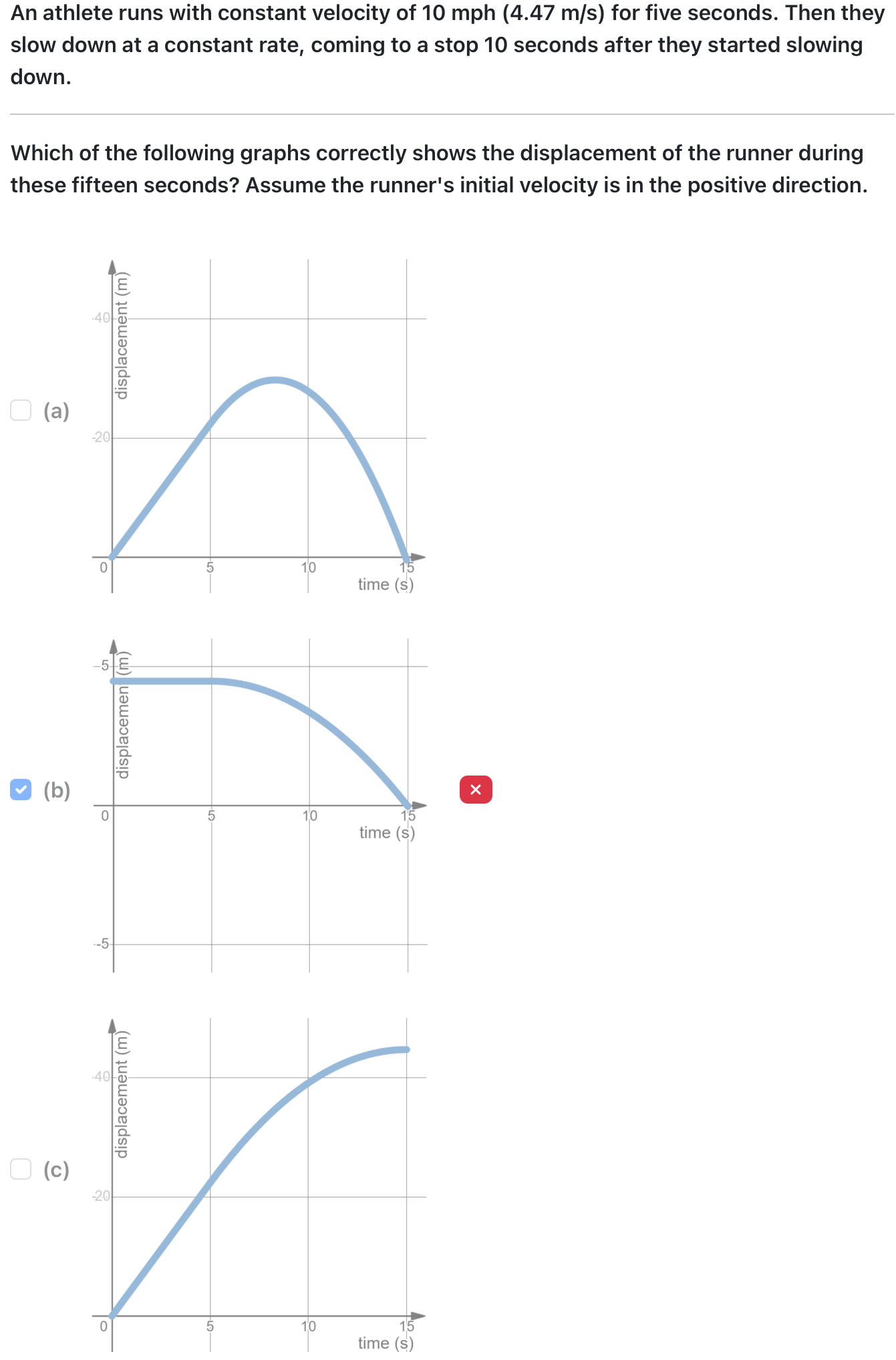 An athlete runs with constant velocity of 1 0 m p