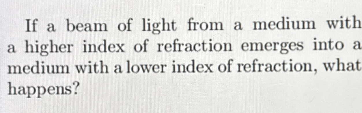 If a beam of light from a medium with a higher