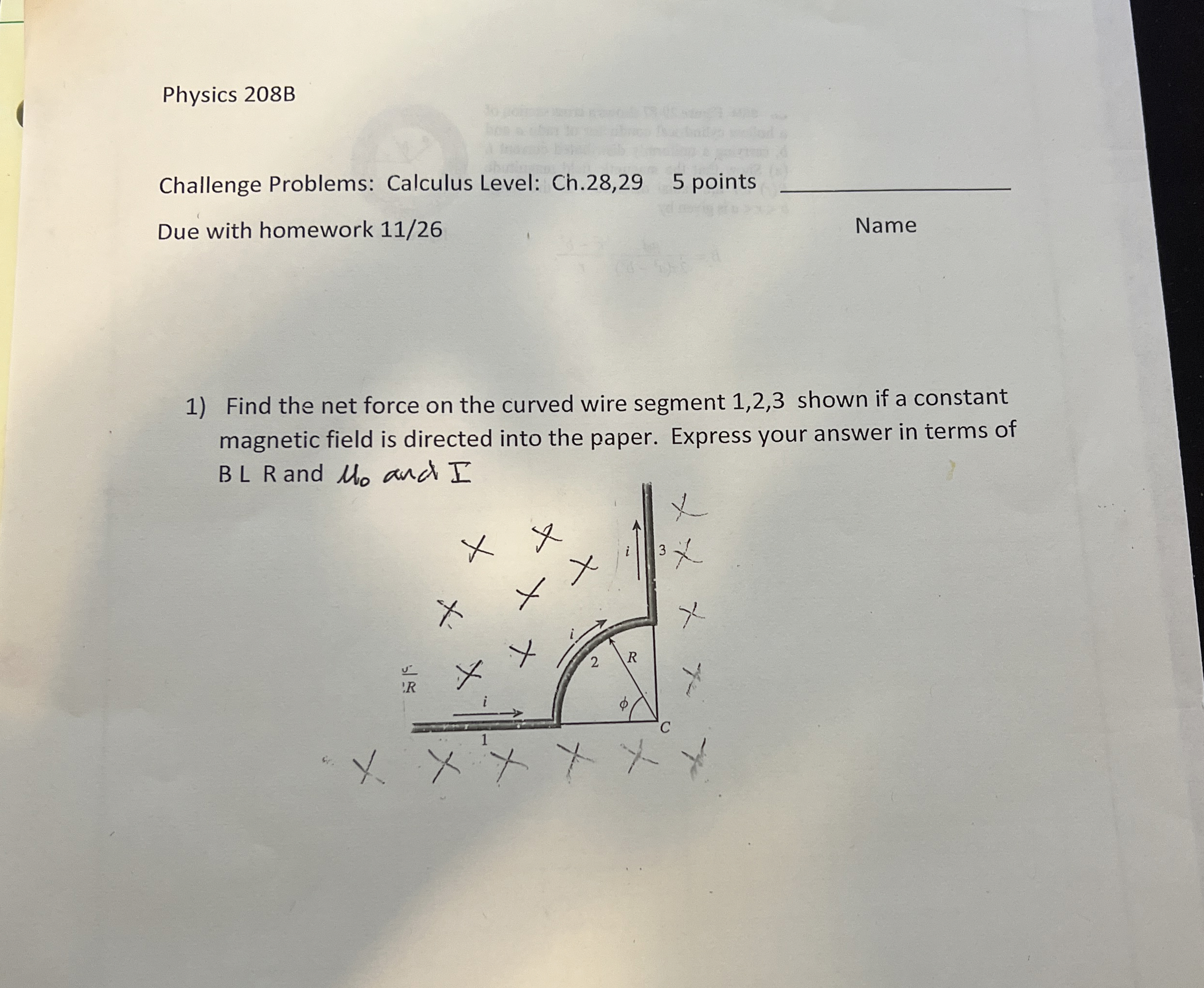 Physics 2 0 8 B Challenge Problems: Calculus