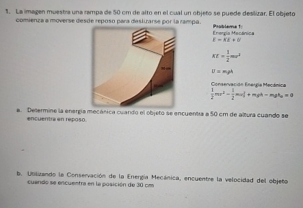 1 . The image shows a 5 0 cm high ramp on which