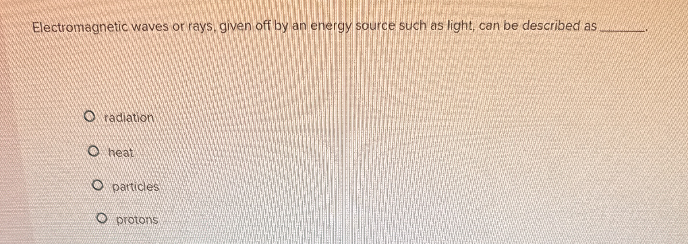 Electromagnetic waves or rays, given off by an