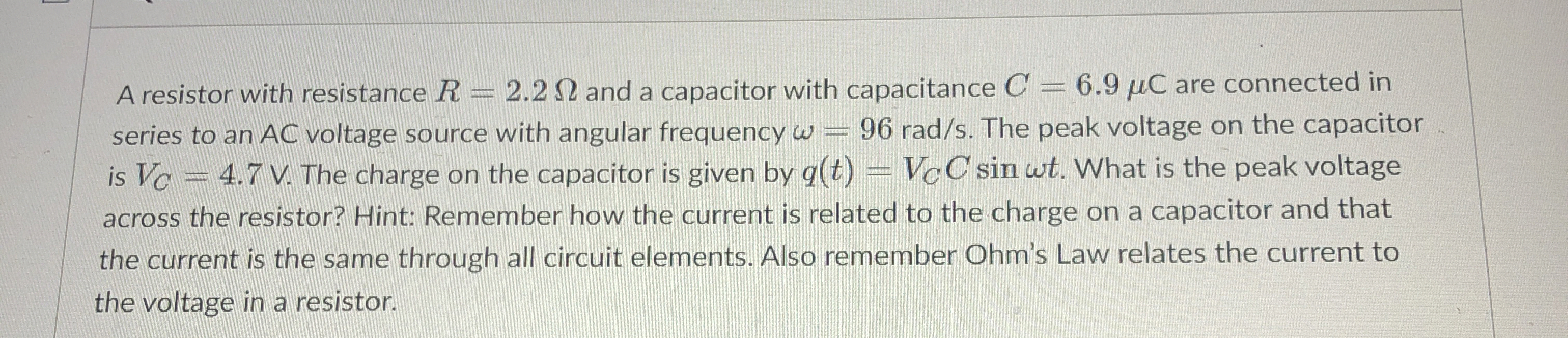 A resistor with resistance R = 2 . 2 and a