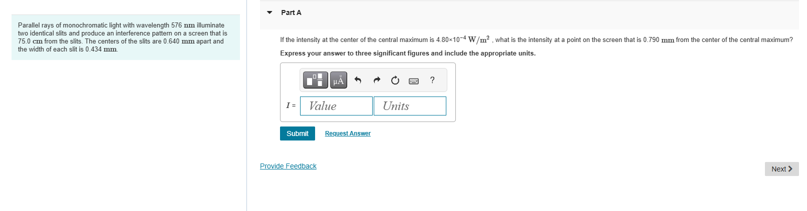 Parallel rays of monochromatic light with