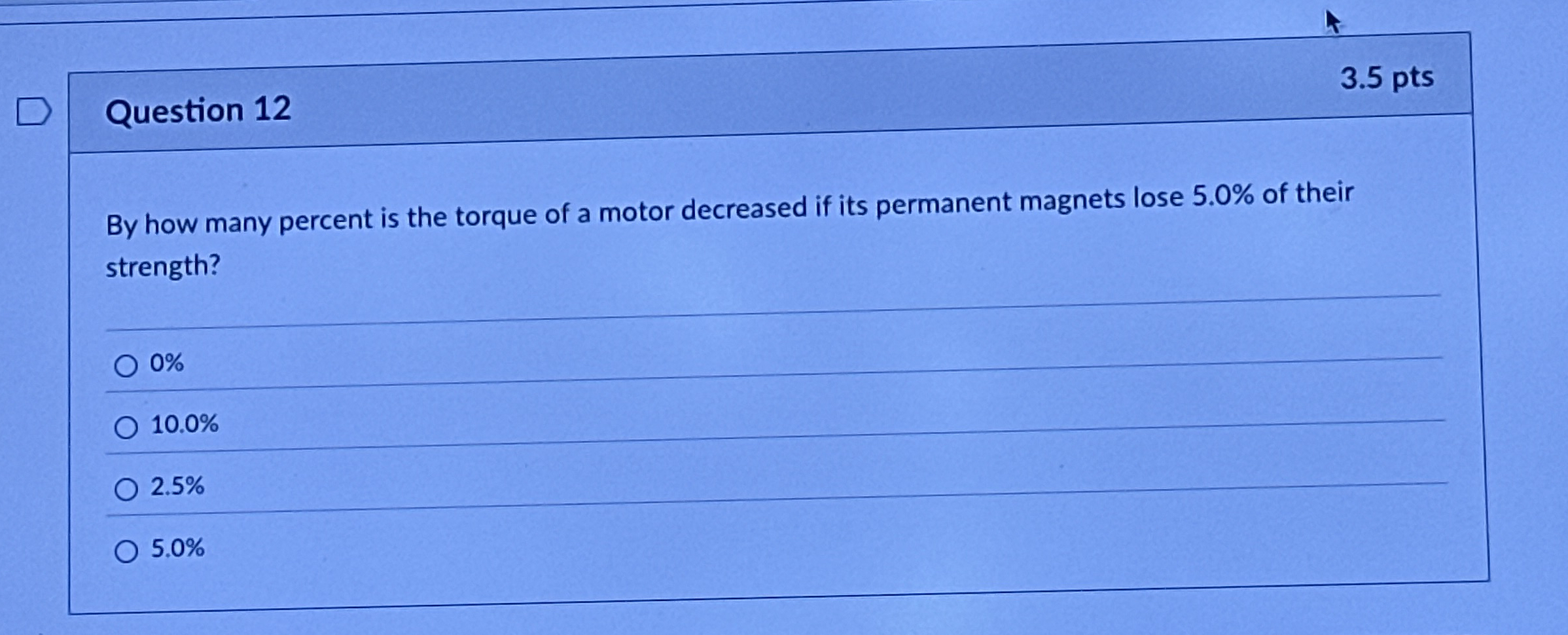 Question 1 2 3 . 5 pts By how many percent is the