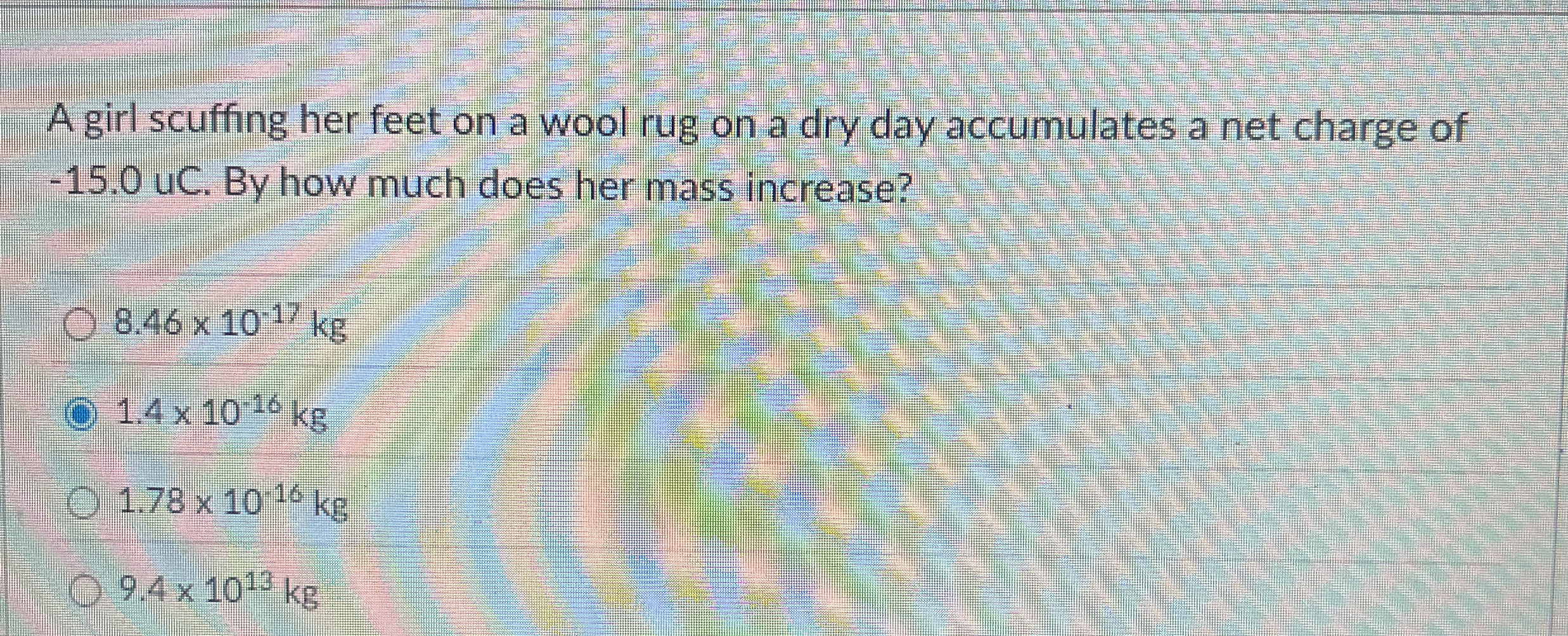 A girl scuffing her feet on a wool rug on a dry