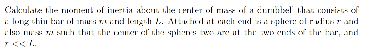 Calculate the moment of inertia about the center