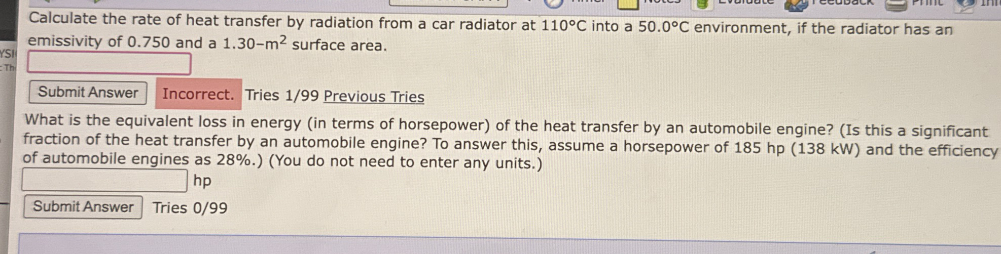 Calculate the rate of heat transfer by radiation
