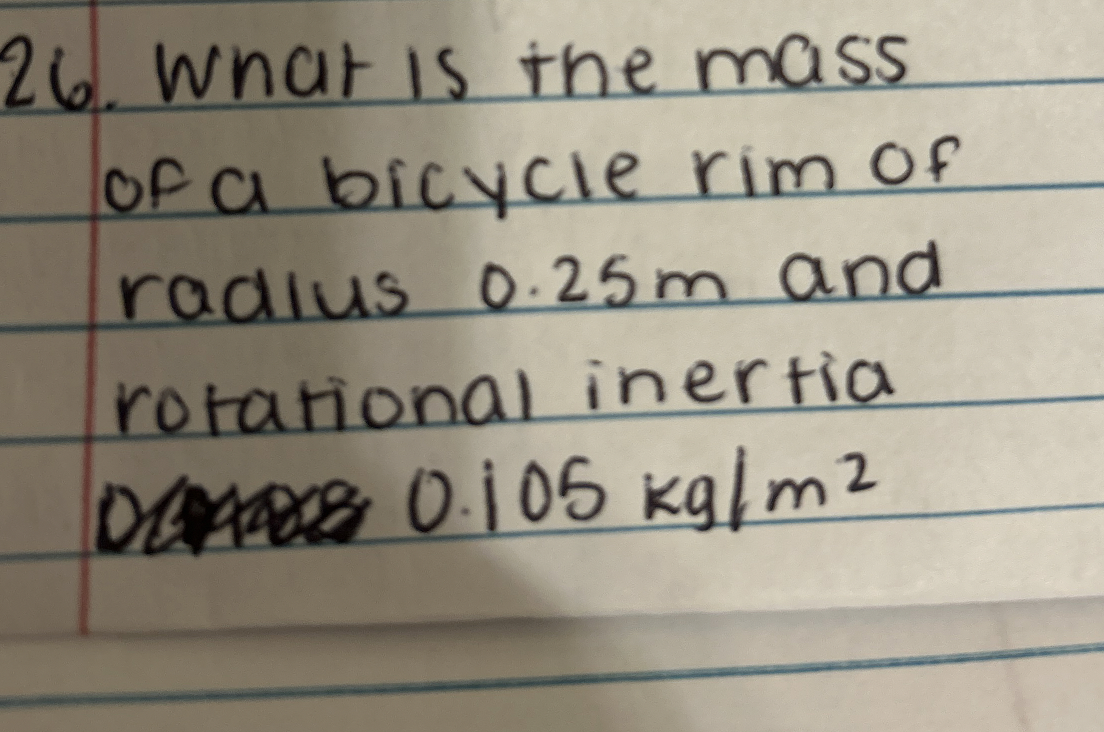 What is the mass of a bicycle rim of radius 0 . 2