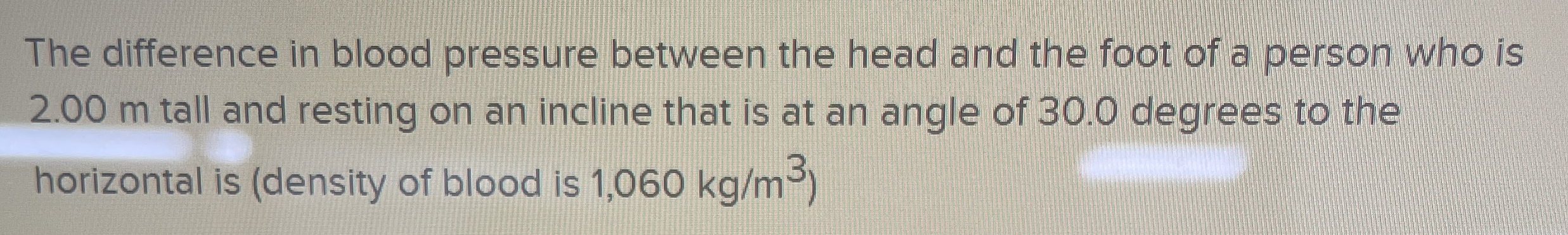 The difference in blood pressure between the head