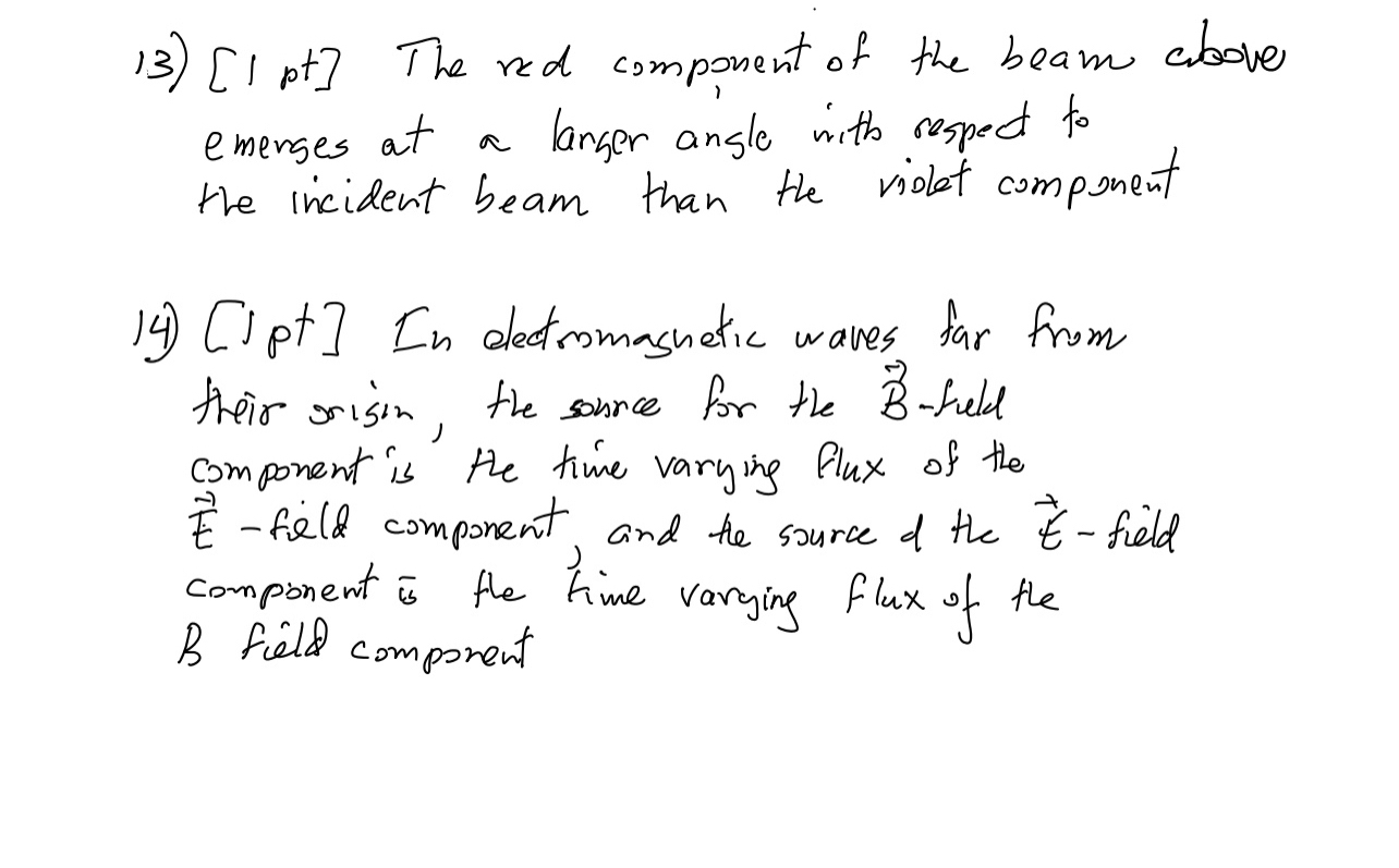 [ 1 pt ] The red component of the beam cabove