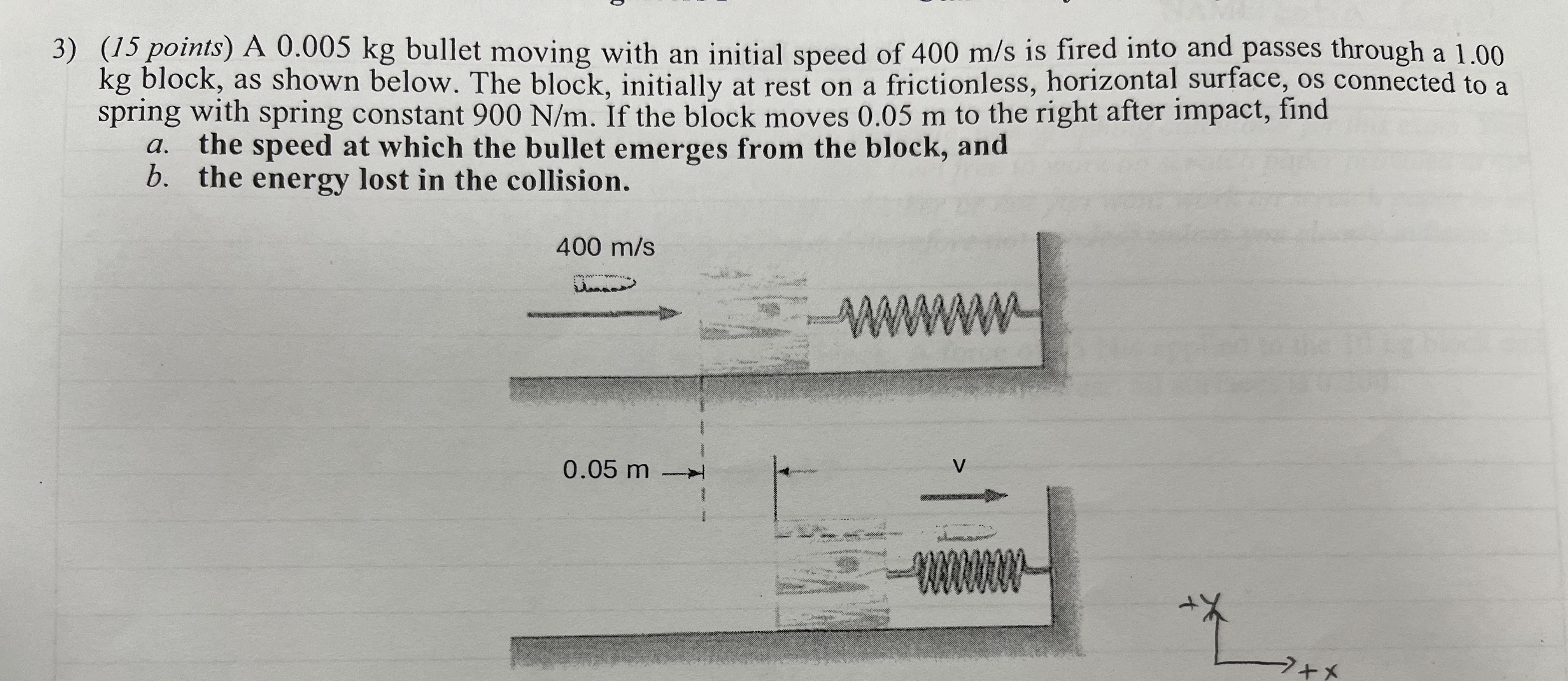A 0 . 0 0 5 kg bullet moving with an initial
