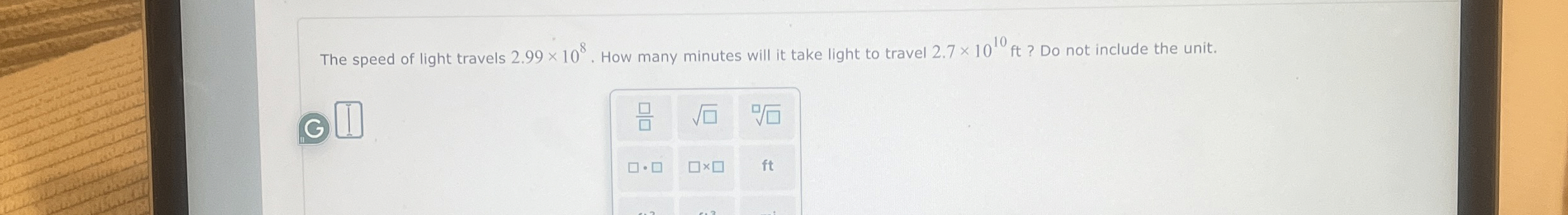 The speed of light travels 2 . 9 9 1 0 8 . How