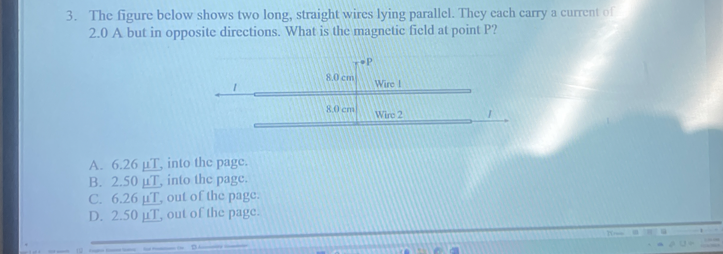 The figure below shows two long, straight wires