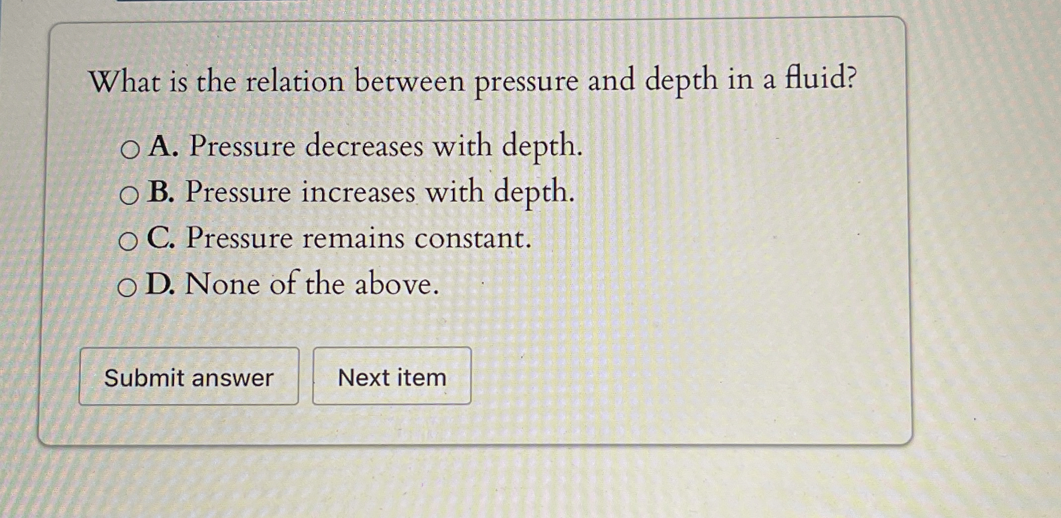 What is the relation between pressure and depth