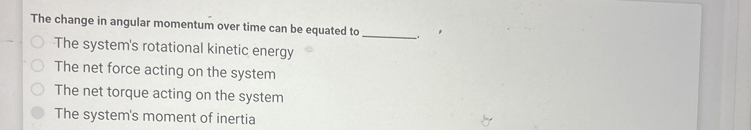 The change in angular momentum over time can be
