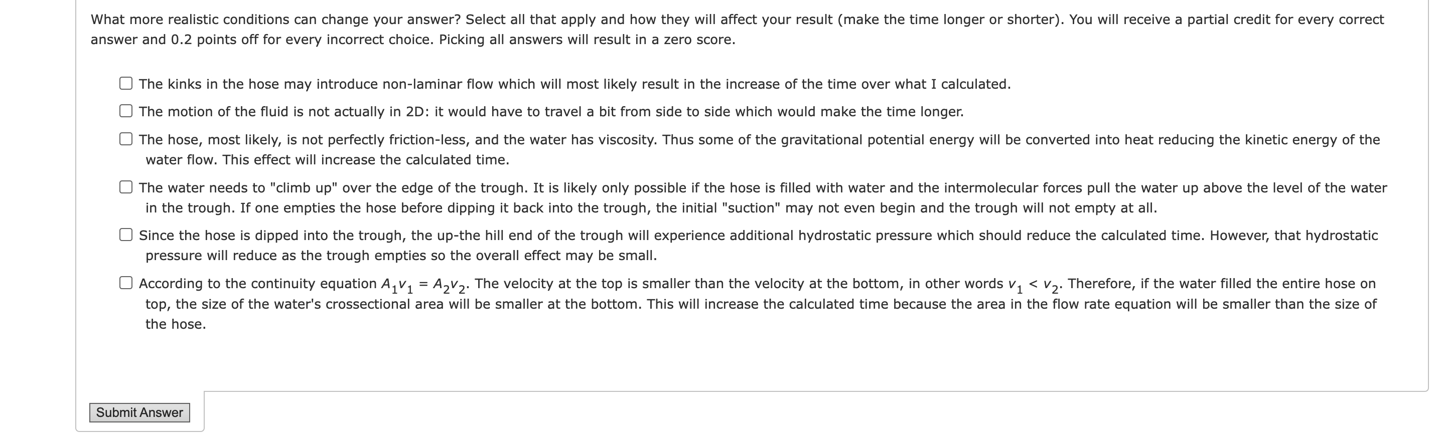 answer and 0 . 2 points off for every incorrect