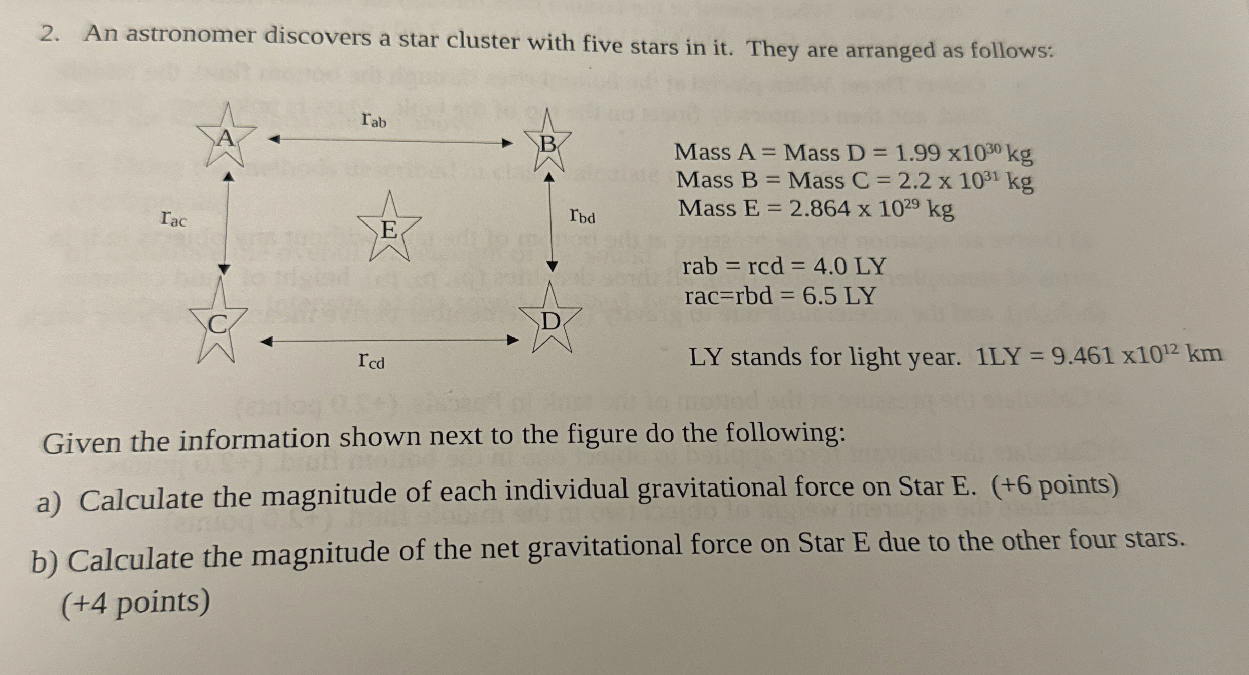 An astronomer discovers a star cluster with five