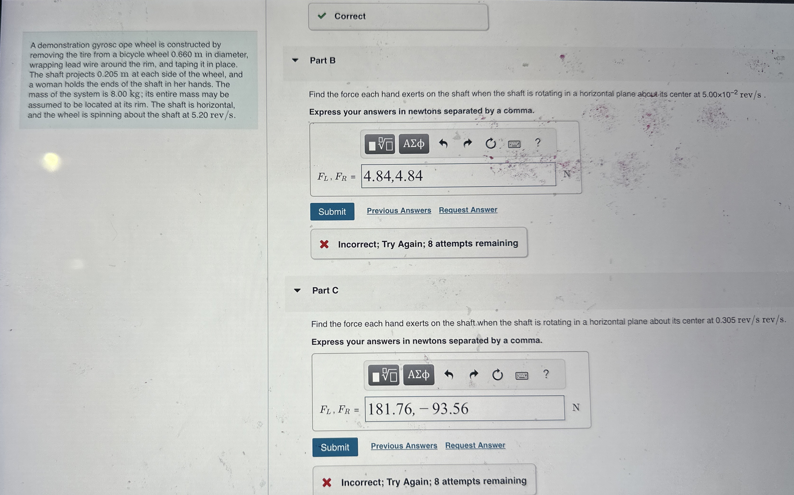 Correct A demonstration gyrosc ope wheel is