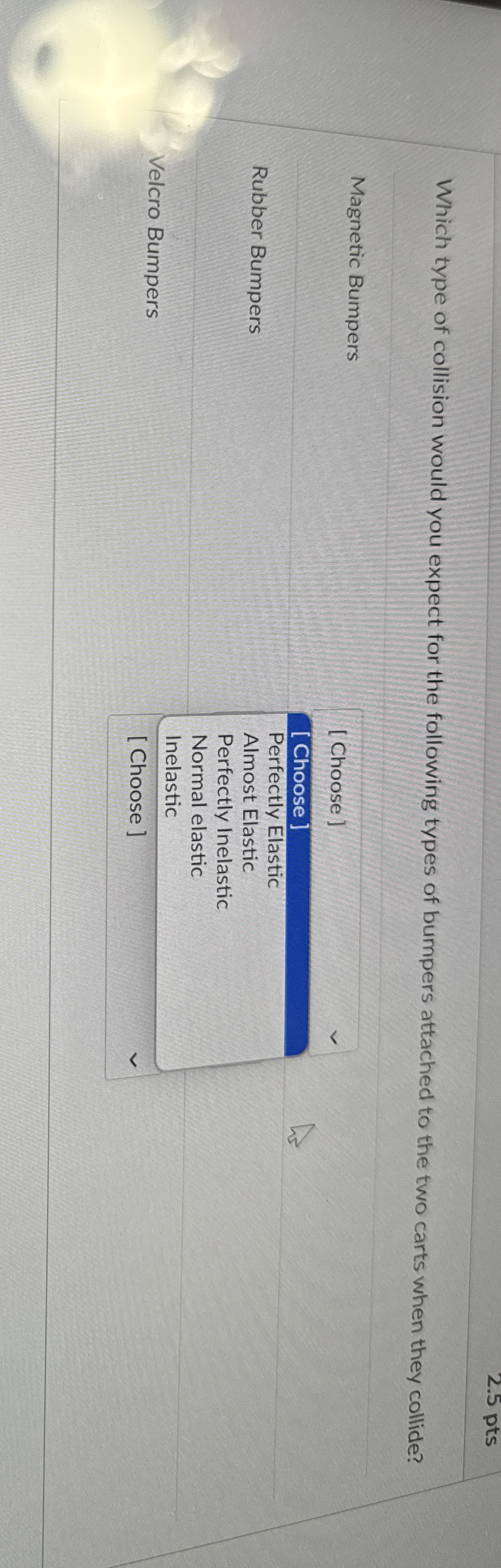 Which type of collision would you expect for the