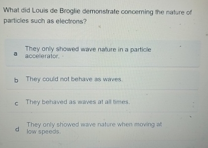 What did Louis de Broglie demonstrate concerning