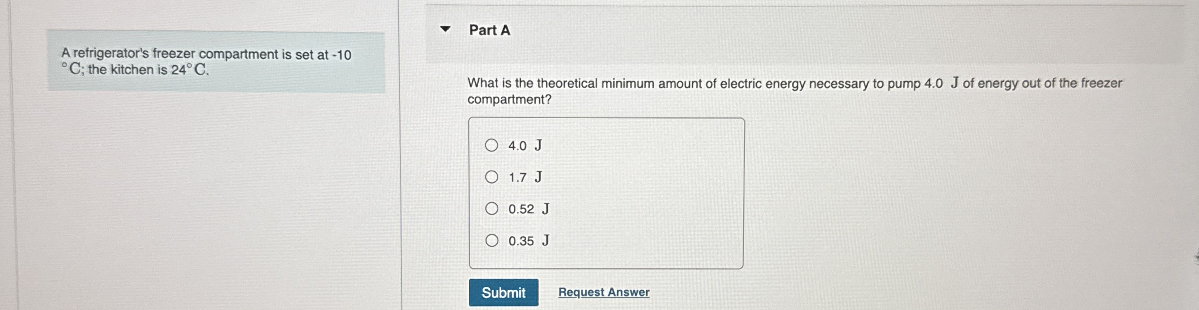A refrigerator's freezer compartment is set at -