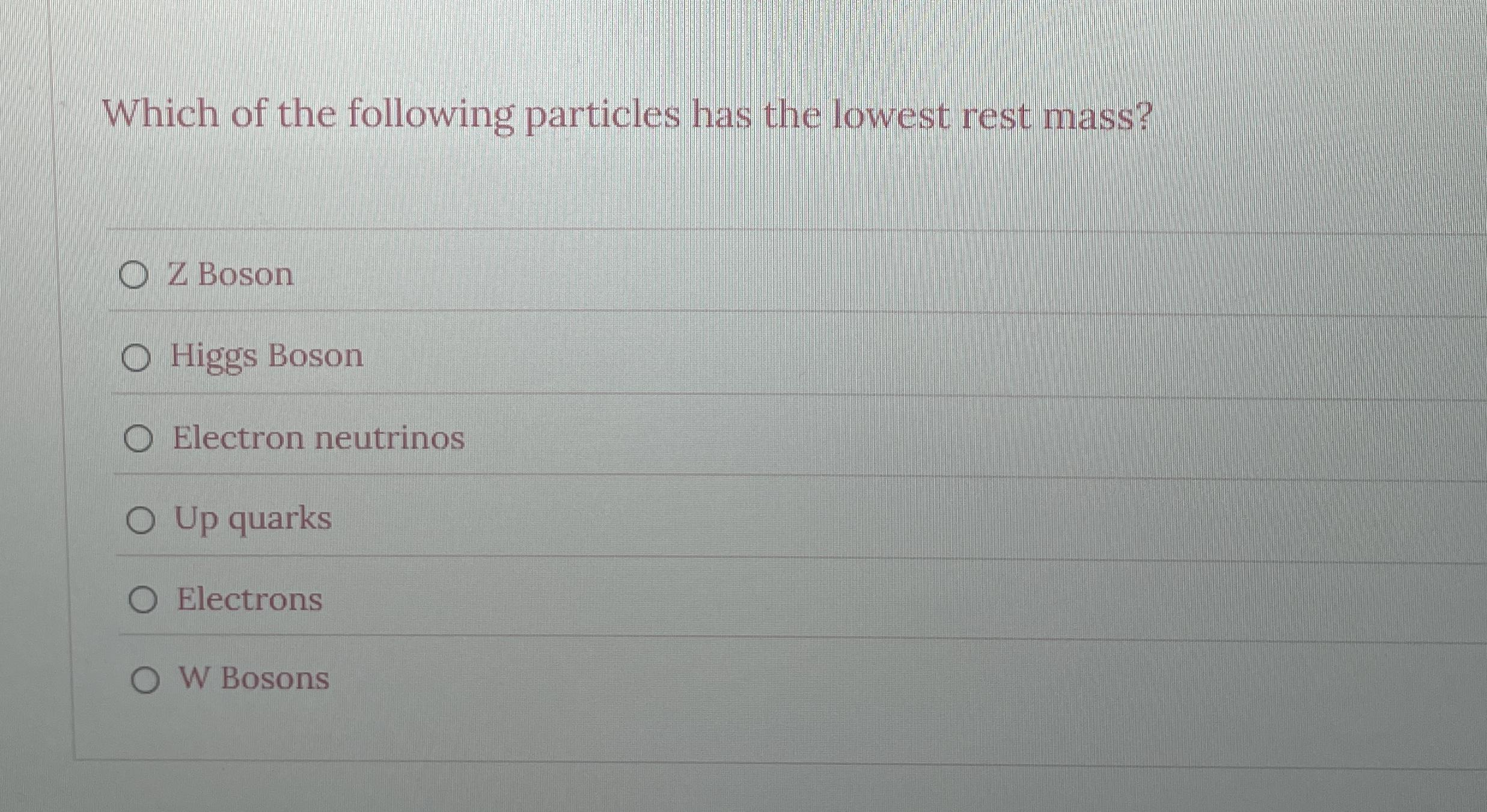 Which of the following particles has the lowest