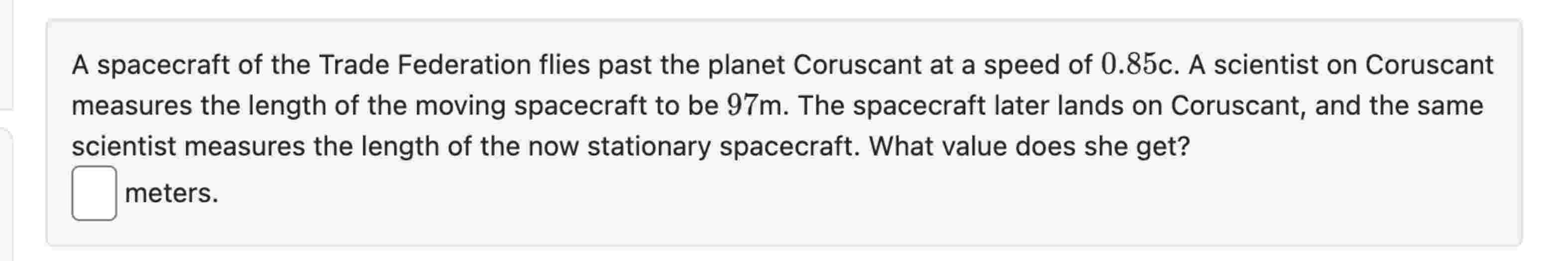 A spacecraft of the Trade Federation flies past