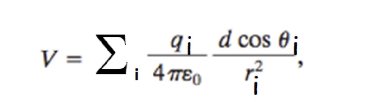 V = i ? q i 4 0 d c o s i r i 2 ,