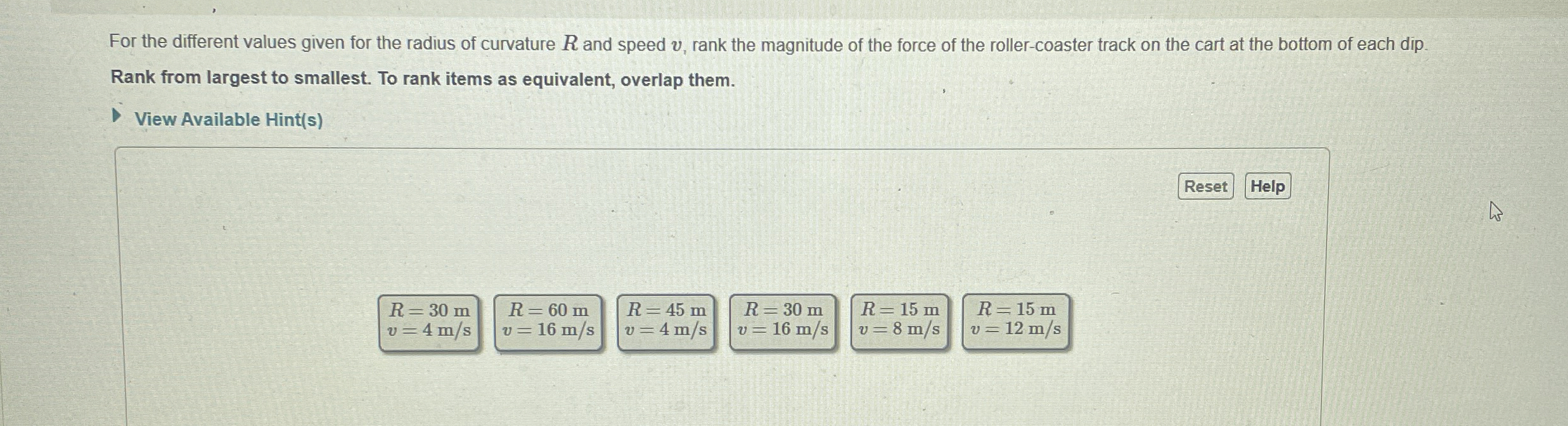 For the different values given for the radius of