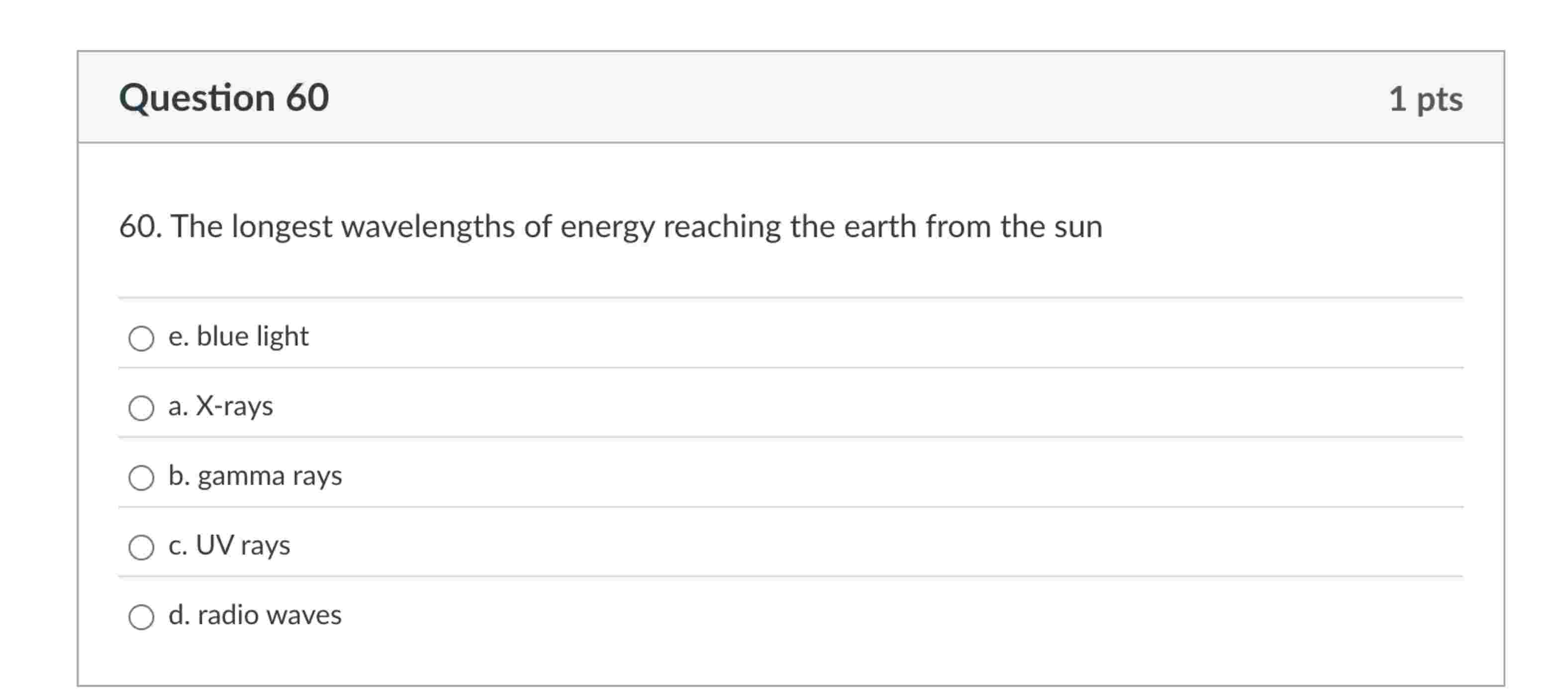 Question 6 0 6 0 . The longest wavelengths of