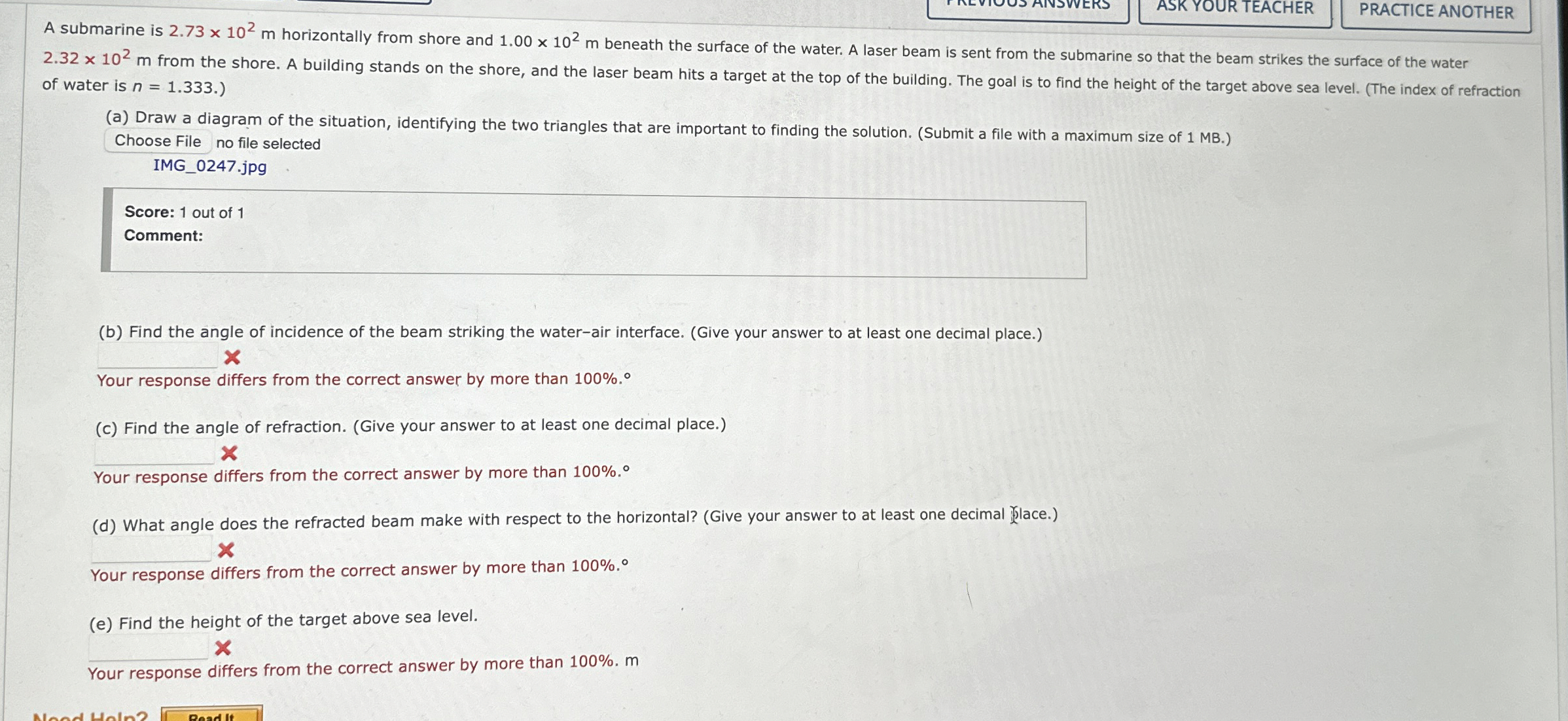 ASK YOUR TEACHER PRACTICE ANOTHER A submarine is