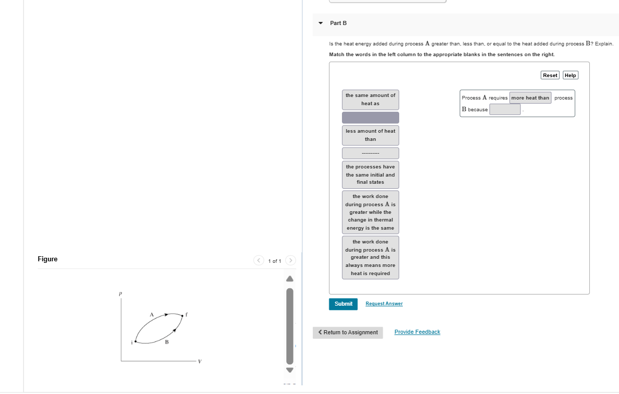 Is the heat energy added during process A greater
