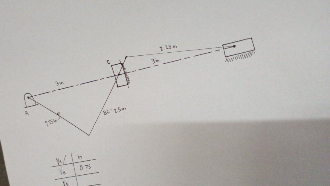 The velocity of B is 0 . 7 5 in Find the velocity