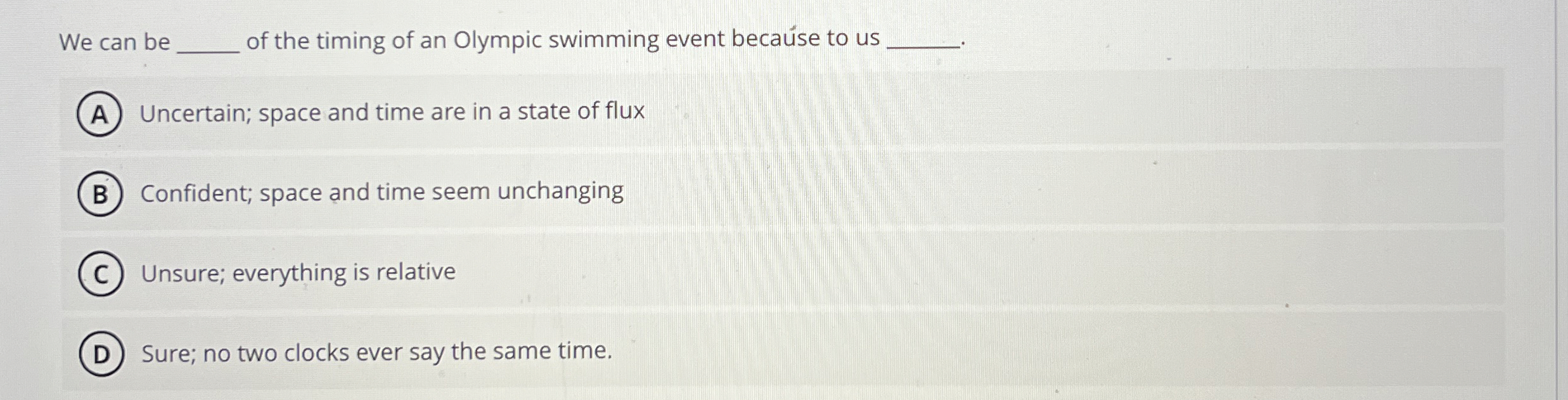 We can be of the timing of an Olympic swimming