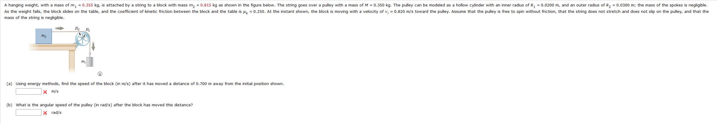 mass of the string is negligible. ( a ) Using