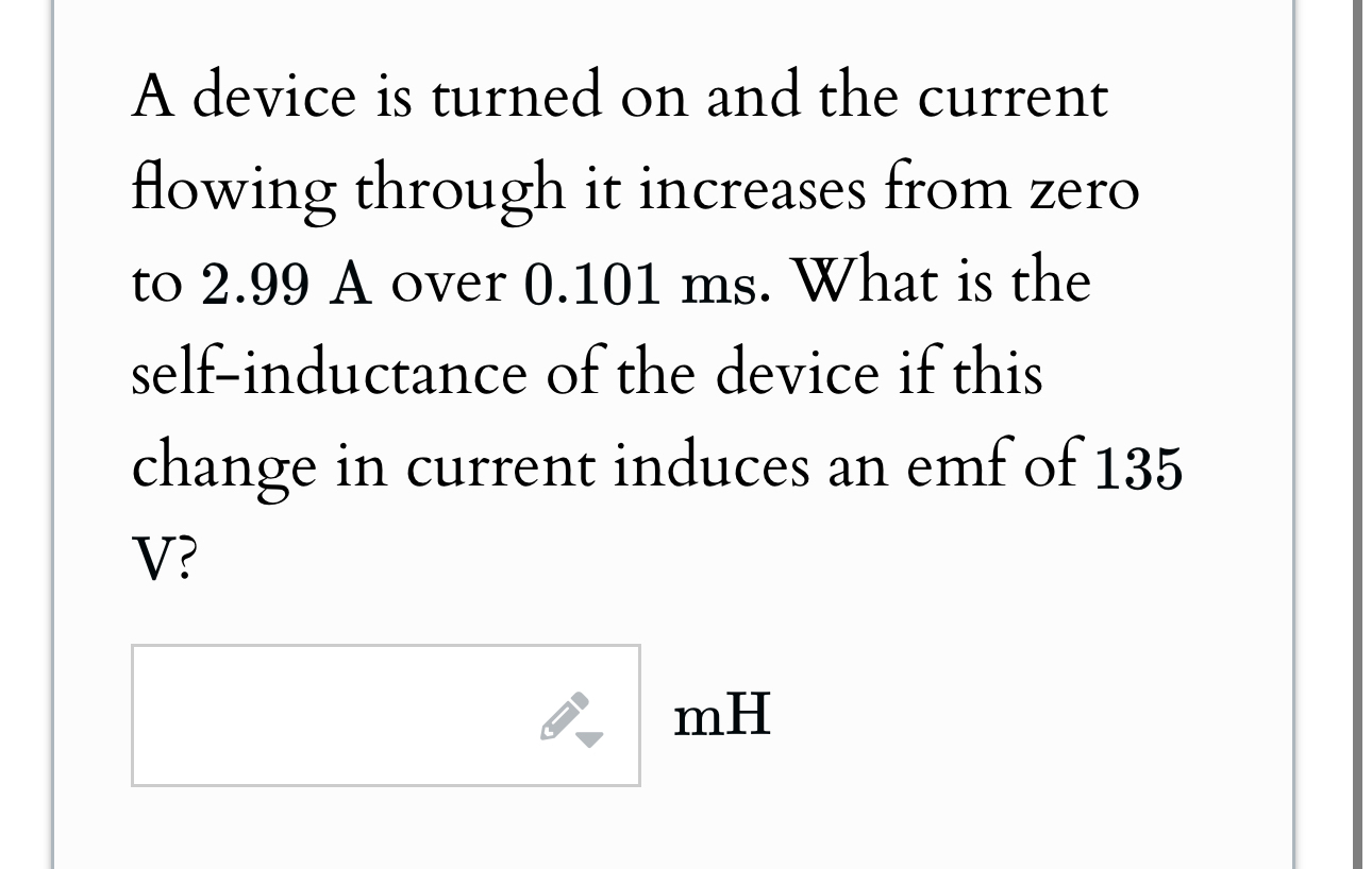 A device is turned on and the current flowing