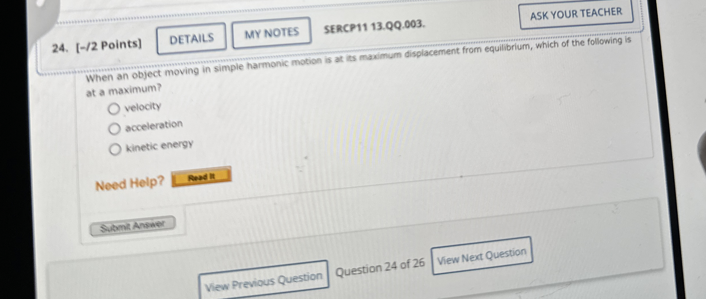 [ - / 2 Points ] SERCP 1 1 1 3 . QQ . 0 0 3 .