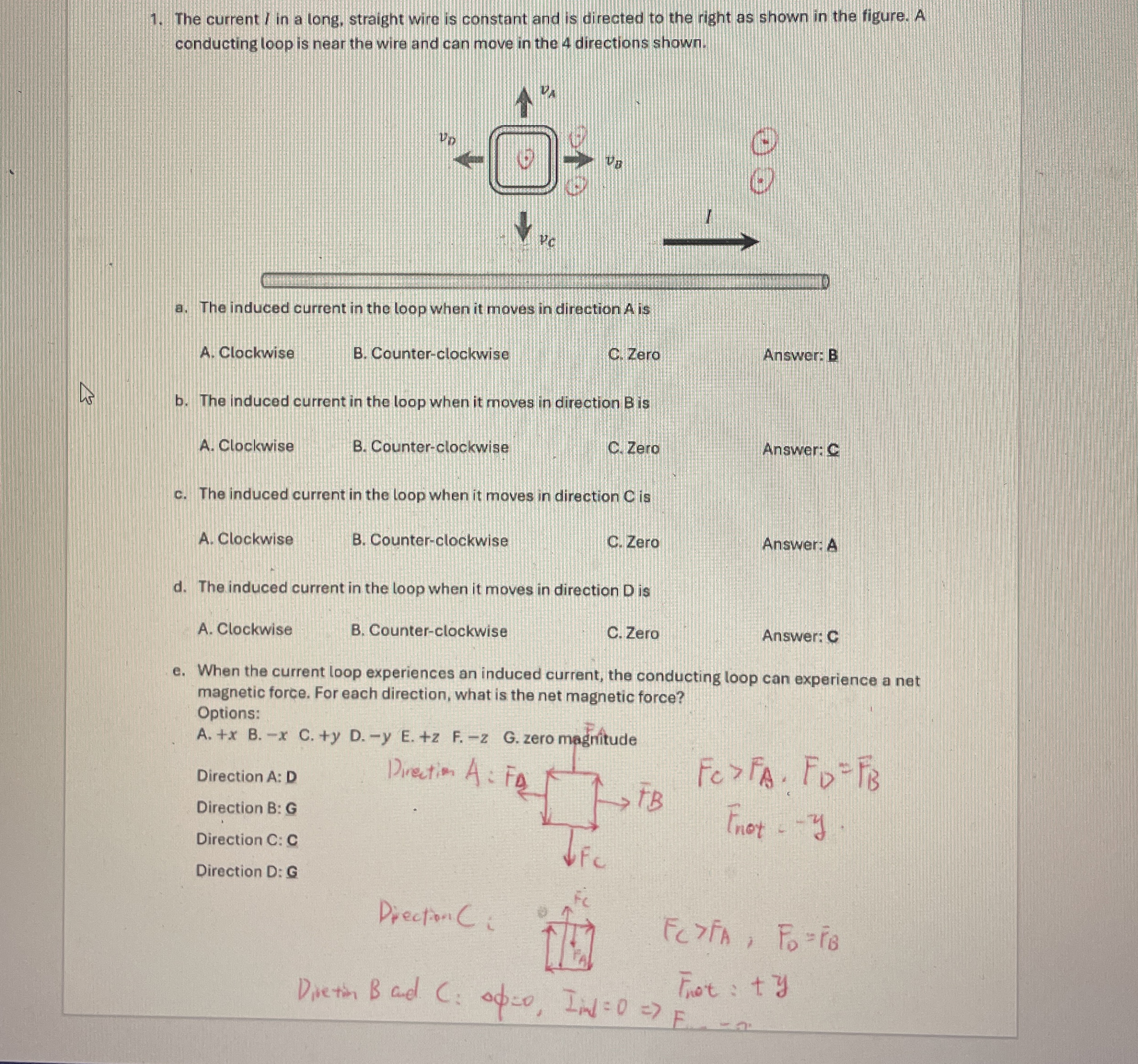 The current I in a long, straight wire is