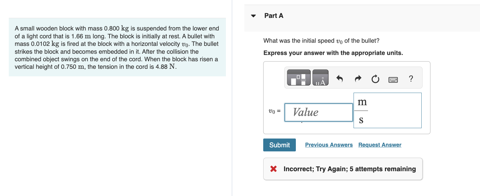 A small wooden block with mass 0 . 8 0 0 kg is