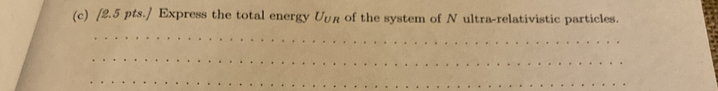 ( c ) Express the total energy U U R of the