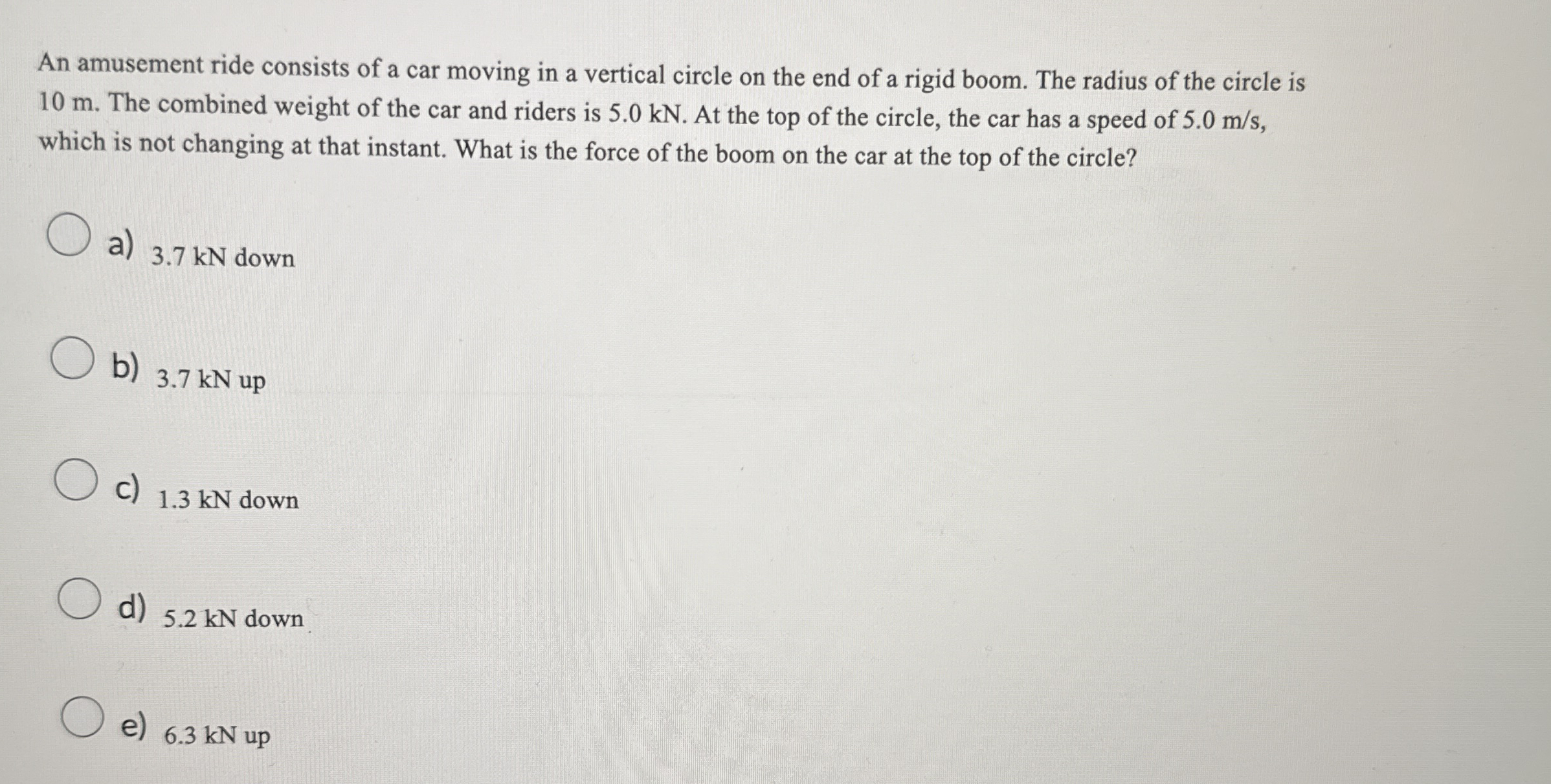 An amusement ride consists of a car moving in a