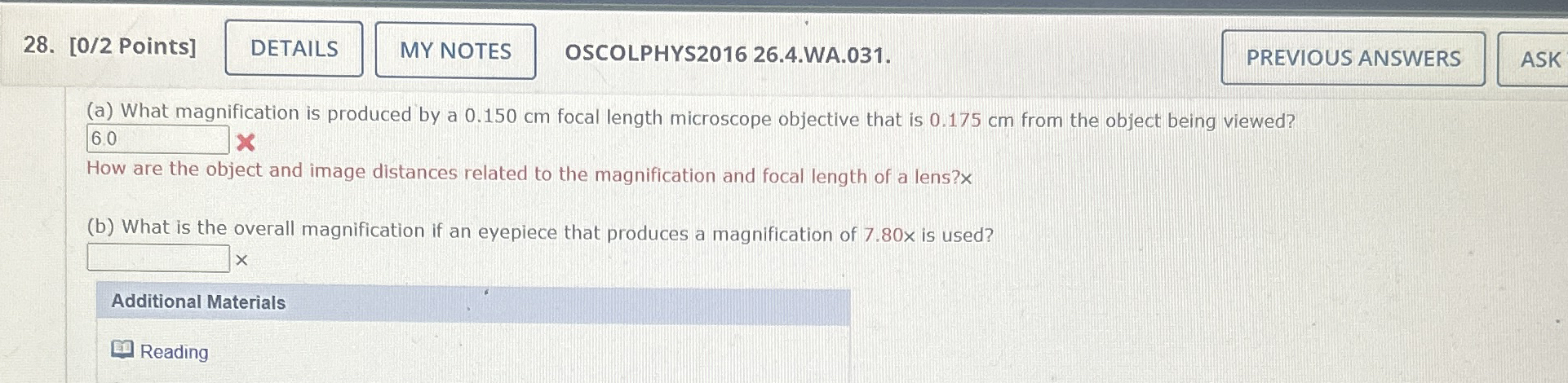 [ 0 / 2 Points ] OSCOLPHYS 2 0 1 6 2 6 . 4 . WA .
