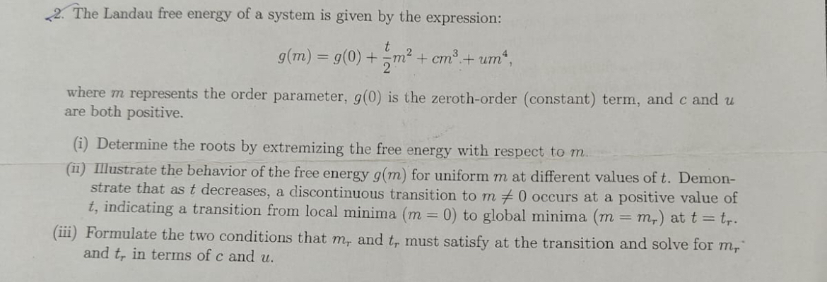 The Landau free energy of a system is given by