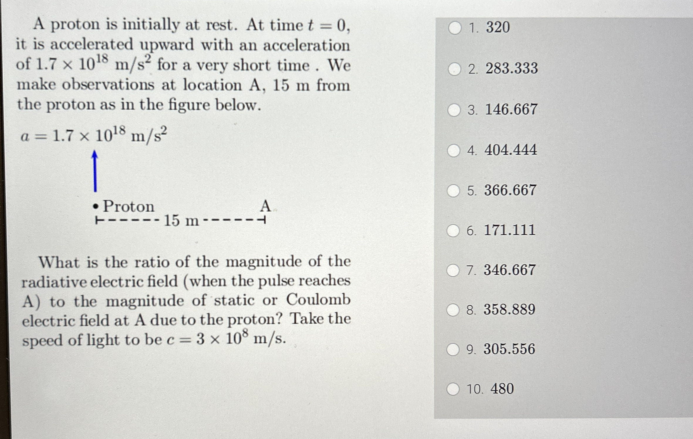 A proton is initially at rest. At time t = 0 , it