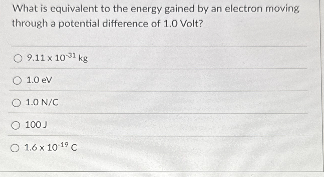 What is equivalent to the energy gained by an