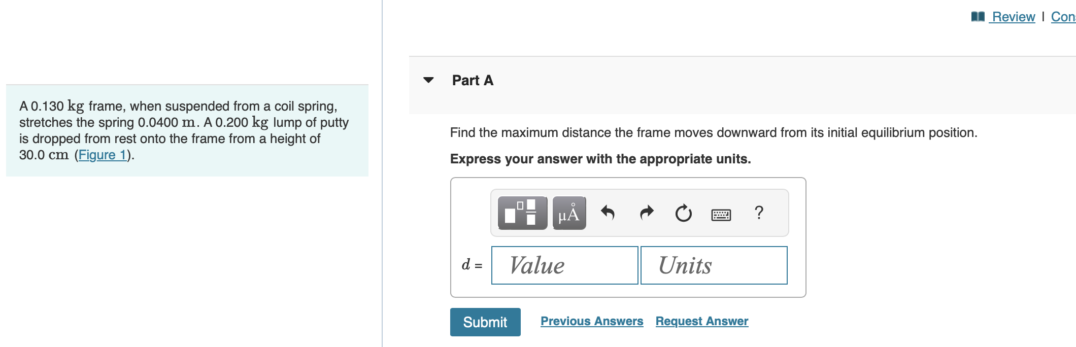 A 0 . 1 3 0 kg frame, when suspended from a coil