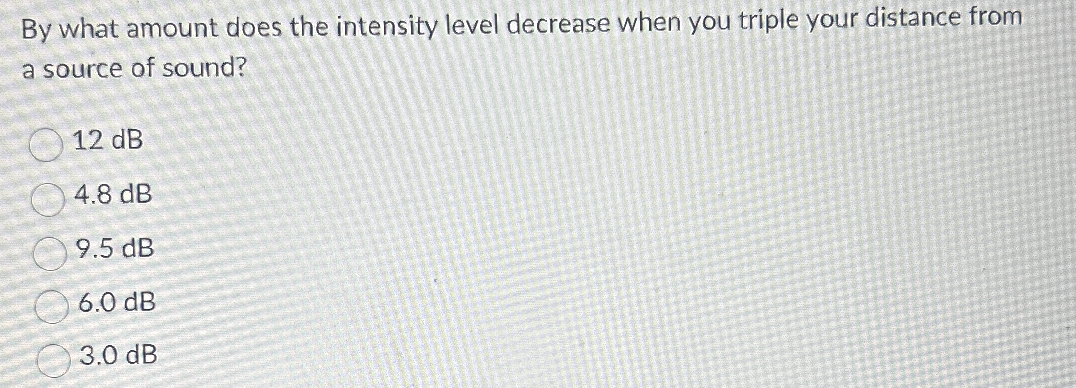 By what amount does the intensity level decrease