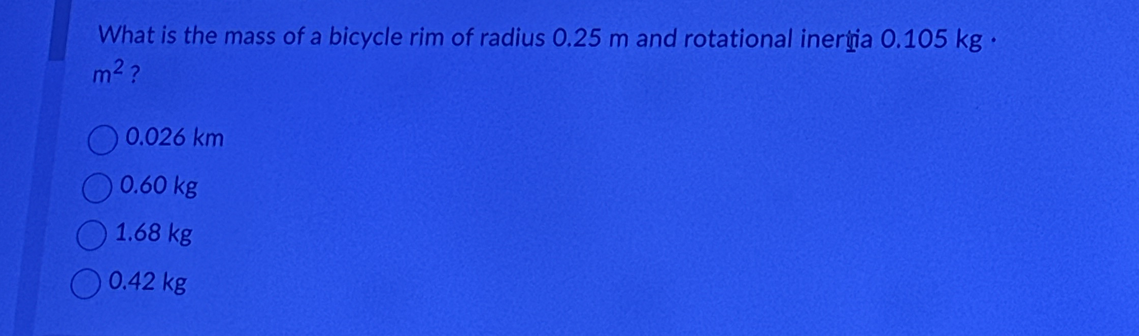 What is the mass of a bicycle rim of radius 0 . 2