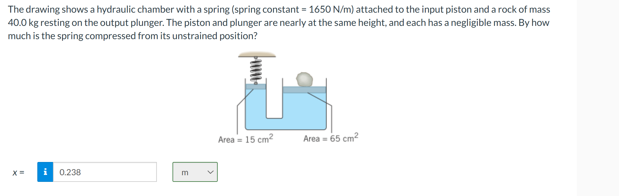 The drawing shows a hydraulic chamber with a