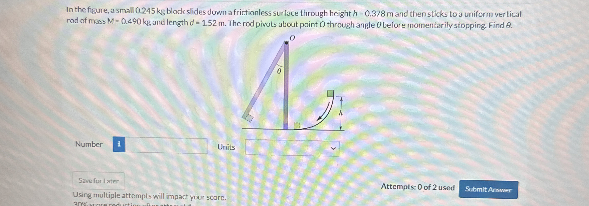 In the figure, a small 0 . 2 4 5 kg block slides